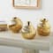 Gold Ceramic Abstract Small Textured Vase Set